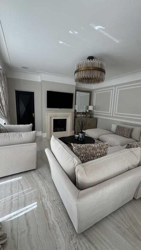 Oscar Pebble 4 Piece Corner Sofa & Stool